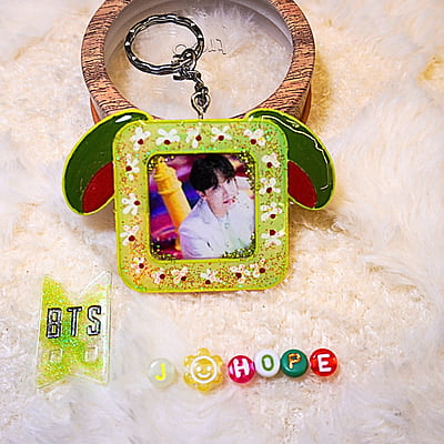 J-HOPE BTS LOP EARS RABBIT PHOTO KEYCHAIN
