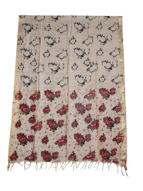 Maroon & Beige Kalamkari Unstitched Salwar Suit Dress Material with Dupatta