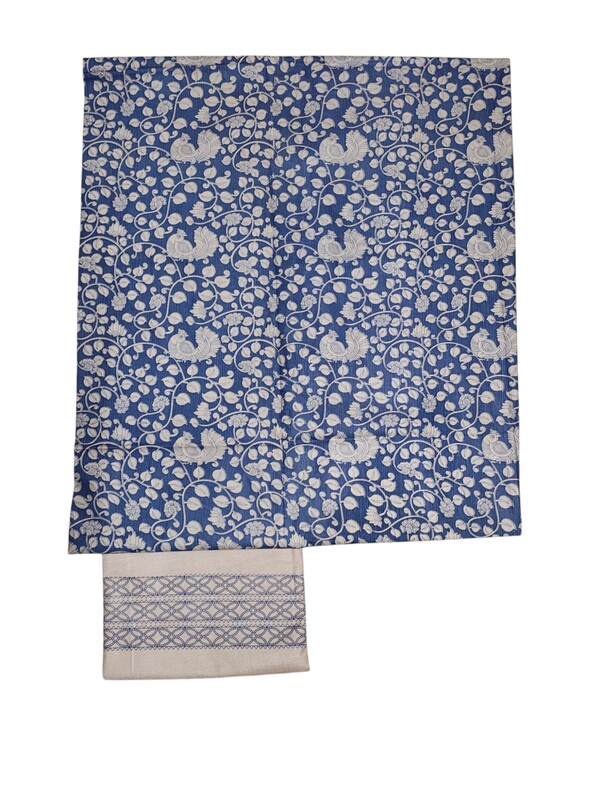 Indigo Kalamkari Unstitched Salwar Suit Dress Material with Dupatta