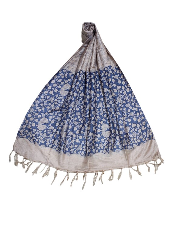 Indigo Kalamkari Unstitched Salwar Suit Dress Material with Dupatta