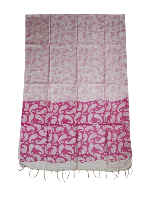 Pink & Green Kalamkari Unstitched Salwar Suit Dress Material with Dupatta