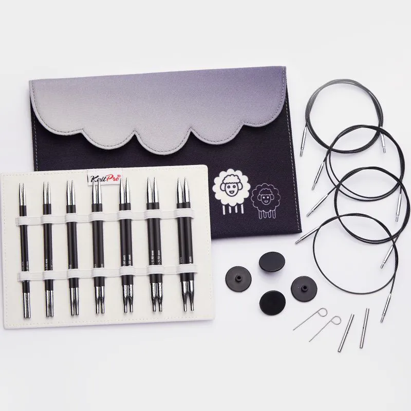 KnitPro Karbonz Midi Interchangeable Needle Set 13cm/5"-41631 KnitPro Karbonz Midi Interchangeable Needle Set 13cm/5"-41631