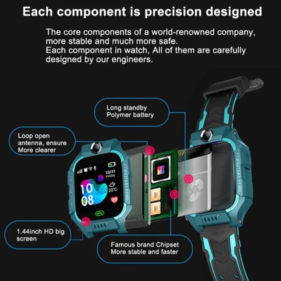 Smart Kids LBS Tracking Watch with Voice Calling, SOS, Remote Monitoring, Camera, Smartwatch