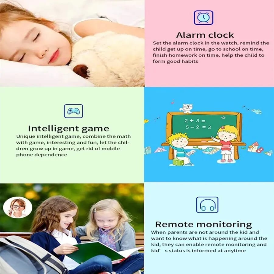 Smart Kids LBS Tracking Watch with Voice Calling, SOS, Remote Monitoring, Camera, Smartwatch