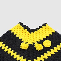 (1-2 Years) Kids Handknitted Woolen Black and Yellow Woolen Poncho