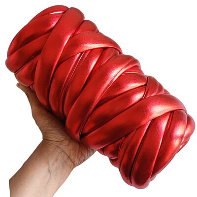 Jumbo Arm Knitting Yarn Metallic- 06 Pearl Red