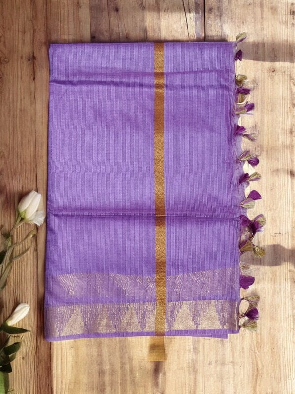 Lavender Plain Kota Silk Saree with Running Blouse