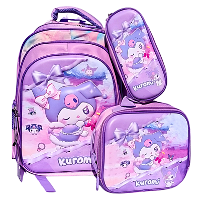 3D cartoon print Cinnamoroll Three Piece Set Schoolbag Large Capacity Melody Lightweight Waterproof Schoolbag Lunch Bag Pencil Case 3 in set 3D cartoon print Cinnamoroll Three Piece Set Schoolbag Large Capacity Melody Lightweight Waterproof Schoolbag Lunch Bag Pencil Case 3 in set