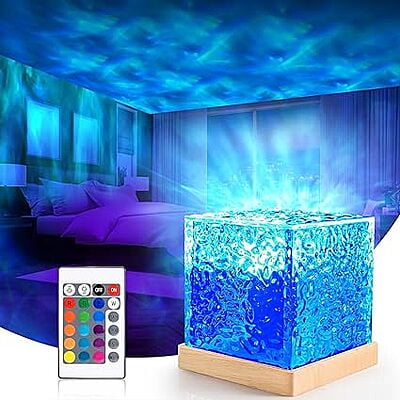 Projector Lights Ocean Wave, Romantic Warm Ocean Wave Water Night Light Projector 3D Water Wave Effect, Romantic LED Light Projector Projection Lamps Crystal Table Lamp for Bedroom Decor Projector Lights Ocean Wave, Romantic Warm Ocean Wave Water Night Light Projector 3D Water Wave Effect, Romantic LED Light Projector Projection Lamps Crystal Table Lamp for Bedroom Decor