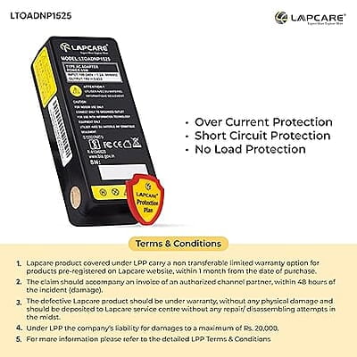 Lapcare LTOADNP1525 65 W Laptop Adapter 19V Lapcare LTOADNP1525 65 W Laptop Adapter 19V
