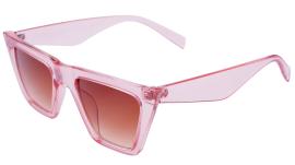 Soigné Female Large Square Sunglasses.See Through Pink Frame with
