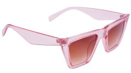Soigné Female Large Square Sunglasses.See Through Pink Frame with