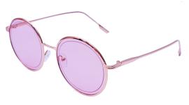 Soigné Female Medium Round Sunglasses.Golden Frame with Multi Color Sunglasses Chain