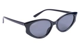 Soigné Female Large Cateye Sunglasses.Glossy Black with Multi Color Sunglasses Chain