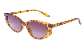 Soigné Female Large Cateye Sunglasses.Leopard Print with Lite Blue Color Chain