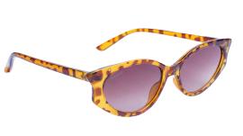 Soigné Female Large Cateye Sunglasses.Leopard Print with Lite Blue Color Chain
