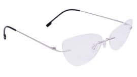 Soigné Female Medium Rimless Cat Eye Spectacle Frame.Silver