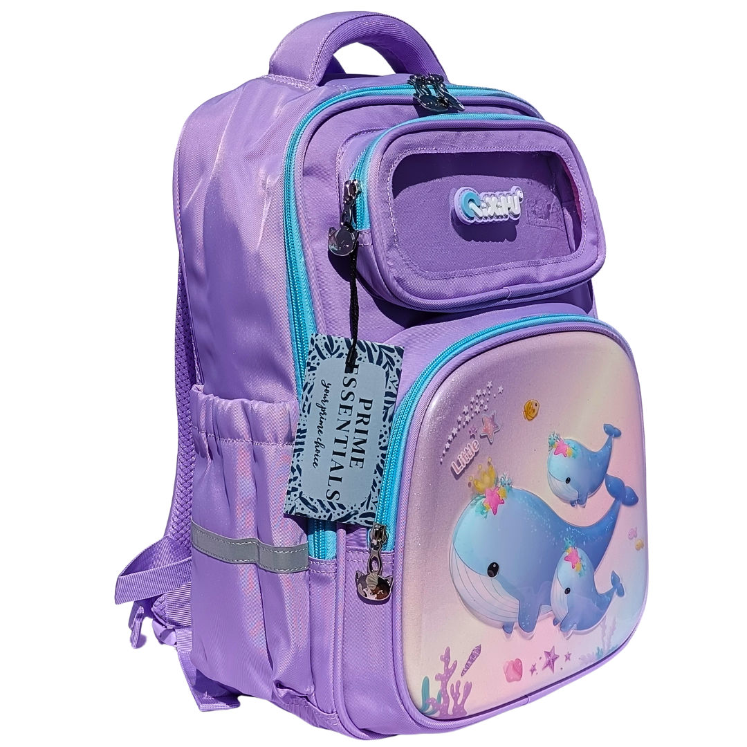 3D Cartoon Printed Student Schoolbag Stain-Resistant Cute Cartoon Casual Lightweight Shoulder Pad Backpack
