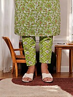 FLORAL PRINT COTTON SALWAR SUIT SET - LIGHT GREEN WITH PINK ACCENTS