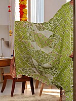 FLORAL PRINT COTTON SALWAR SUIT SET - LIGHT GREEN WITH PINK ACCENTS