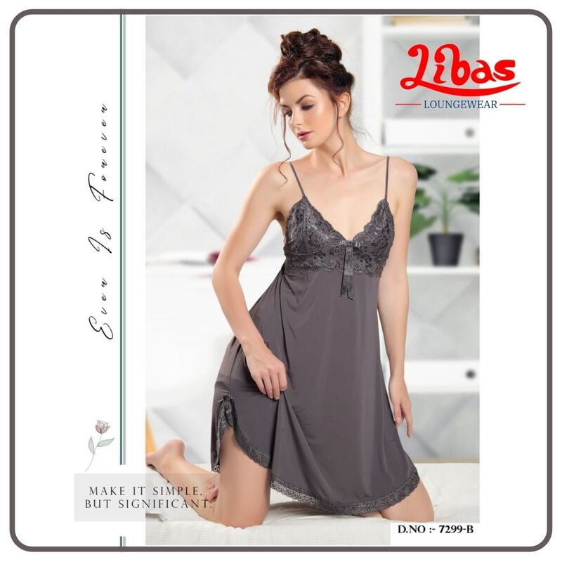 Plain Scorpion Colored Malai Fancy One Piece Baby Doll Night Dress From Libas Loungewear - FCN111 Plain Scorpion Colored Malai Fancy One Piece Baby Doll Night Dress From Libas Loungewear - FCN111