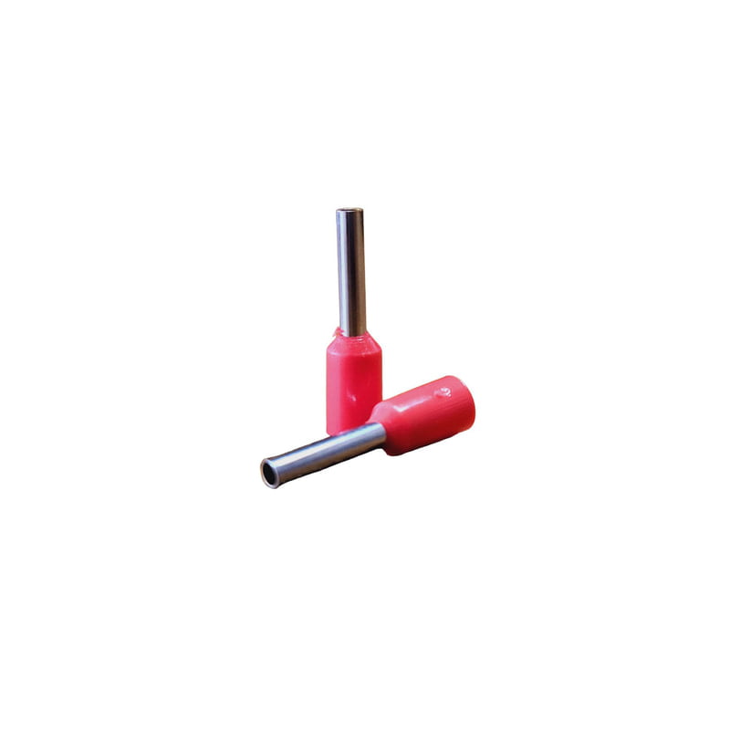 Ferrule Copper Crimp Connector - Insulated Cord Pin End Terminall Red for 1 sq mm (10 nos)