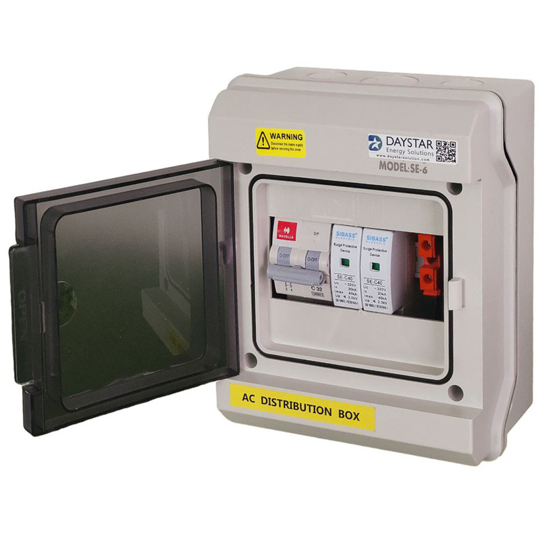 Premium Waterproof IP66 ACDB Single Phase Inbuilt AC MCB 32A, AC SPD 320V For 1kW - 7kW (1Ph 32A IND)