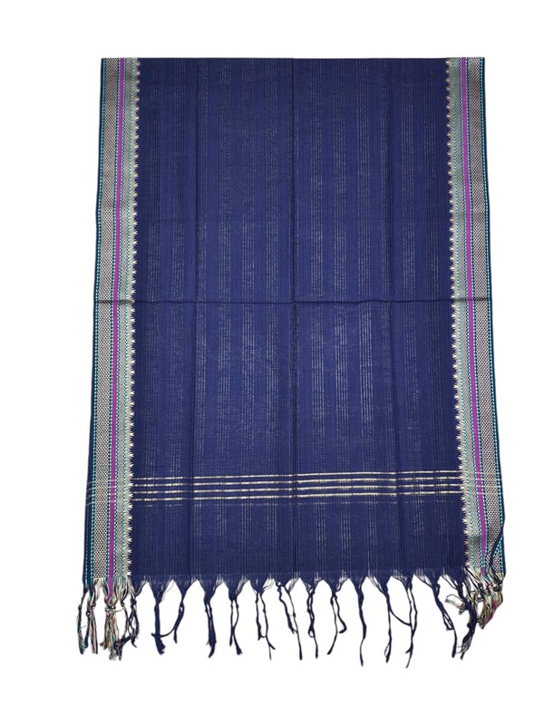 Green & Blue Mangalagiri Cotton Unstitched Salwar Suit Set with Dupatta for Women