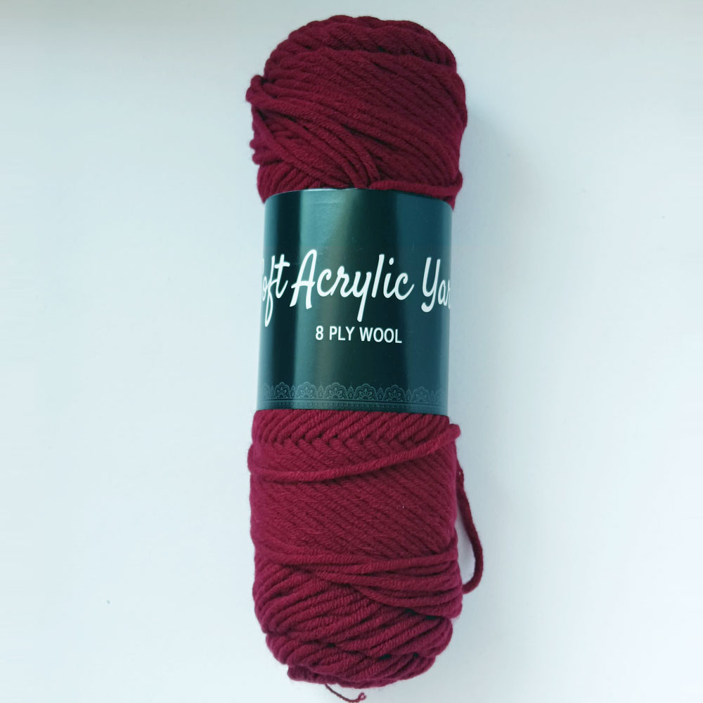 Soft Acrylic Yarn 8 ply Maroon Soft Acrylic Yarn 8 ply Maroon