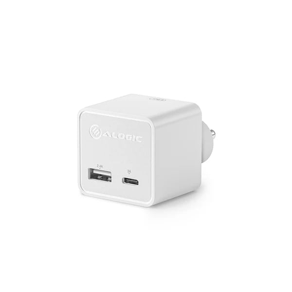 ALOGIC 2 Port USB-C & USB-A Mini Wall Charger - 3A + 1A - 17W (Total) - WHITE - INDIAN PLUG | WCCA17MWH-IN ALOGIC 2 Port USB-C & USB-A Mini Wall Charger - 3A + 1A - 17W (Total) - WHITE - INDIAN PLUG | WCCA17MWH-IN