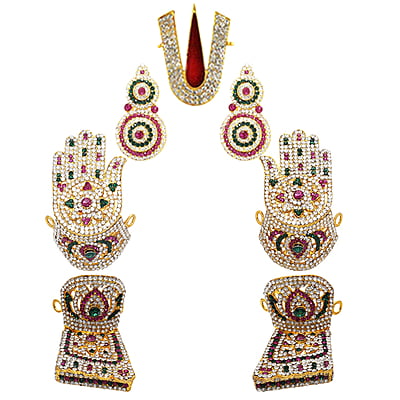.God Ornament Gold Plated Multi Stone Hand&Leg with Namam, God Stone Ear .God Ornament Gold Plated Multi Stone Hand&Leg with Namam, God Stone Ear