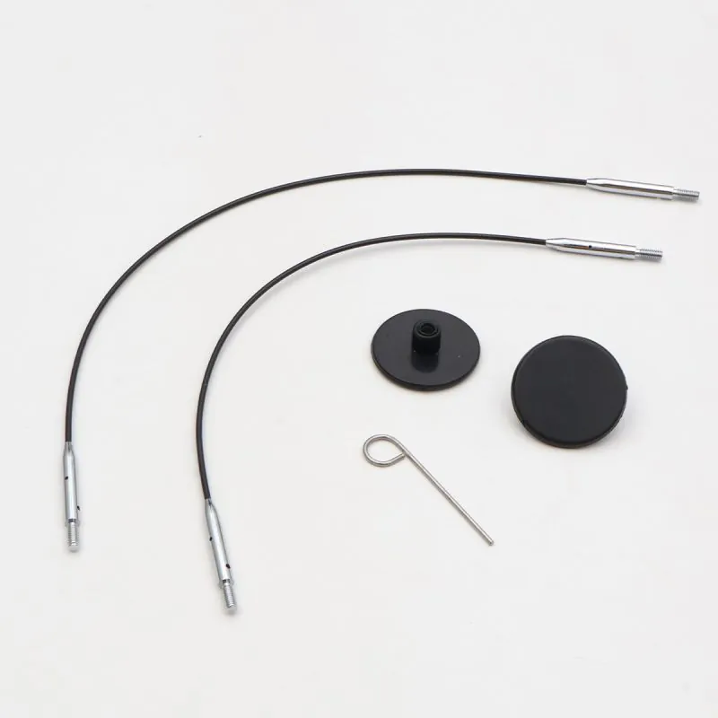 Knit Pro Mini Fixed Cable set - Black Nylon coated Stainless Steel cables- 10660
