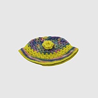 (2-3 Years) Kids Handknitted Woolen Poncho with Cap, Yellow Multi-Color Pattern