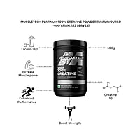 Muscletech Essential Series Platinum 100% Creatine 0.88 lb (Pack of 400 g powder, Unflavored)
