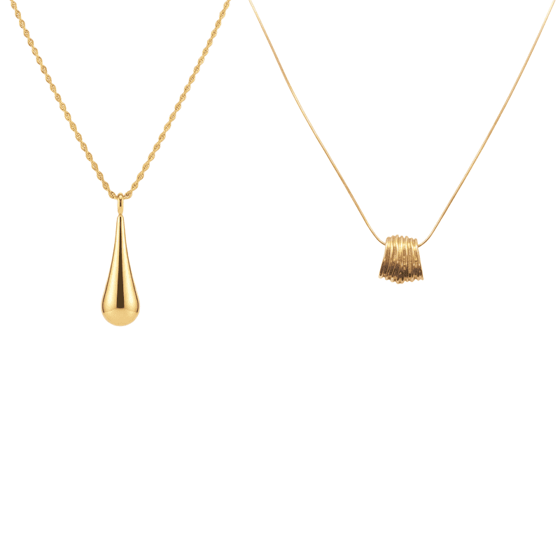 KAYYA21 Elegant Gold Pendant Necklace Set – Stainless Steel Gold Finish