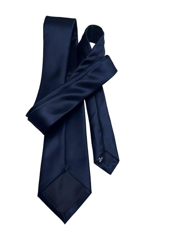 Navy Blue Solid Microfiber Silk Necktie