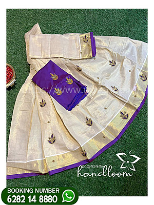 HAND WORK MODEL TISSUE DHAVANI SET AGE 8-9-10