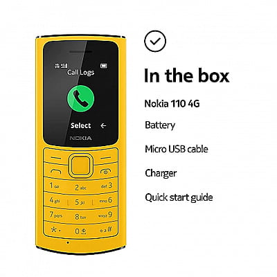 Nokia 110 4G with Volte HD Calls, Up to 32GB External Memory, FM Radio (Wired & Wireless Dual Mode), Games, Torch Nokia 110 4G with Volte HD Calls, Up to 32GB External Memory, FM Radio (Wired & Wireless Dual Mode), Games, Torch