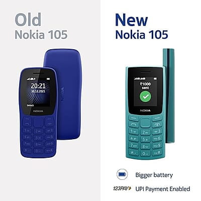 Nokia All-New 105 Single Sim (TA-1575) Keypad Phone with Built-in UPI Payments, Long-Lasting Battery, Wireless FM Radio Nokia All-New 105 Single Sim (TA-1575) Keypad Phone with Built-in UPI Payments, Long-Lasting Battery, Wireless FM Radio