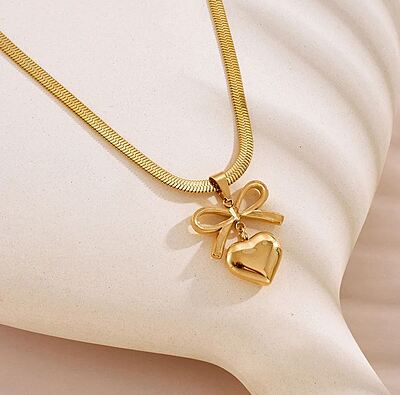 Anti Tarnish Bow Knot Heart Themed Pendant Anti Tarnish Bow Knot Heart Themed Pendant