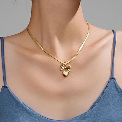Anti Tarnish Bow Knot Heart Themed Pendant Anti Tarnish Bow Knot Heart Themed Pendant