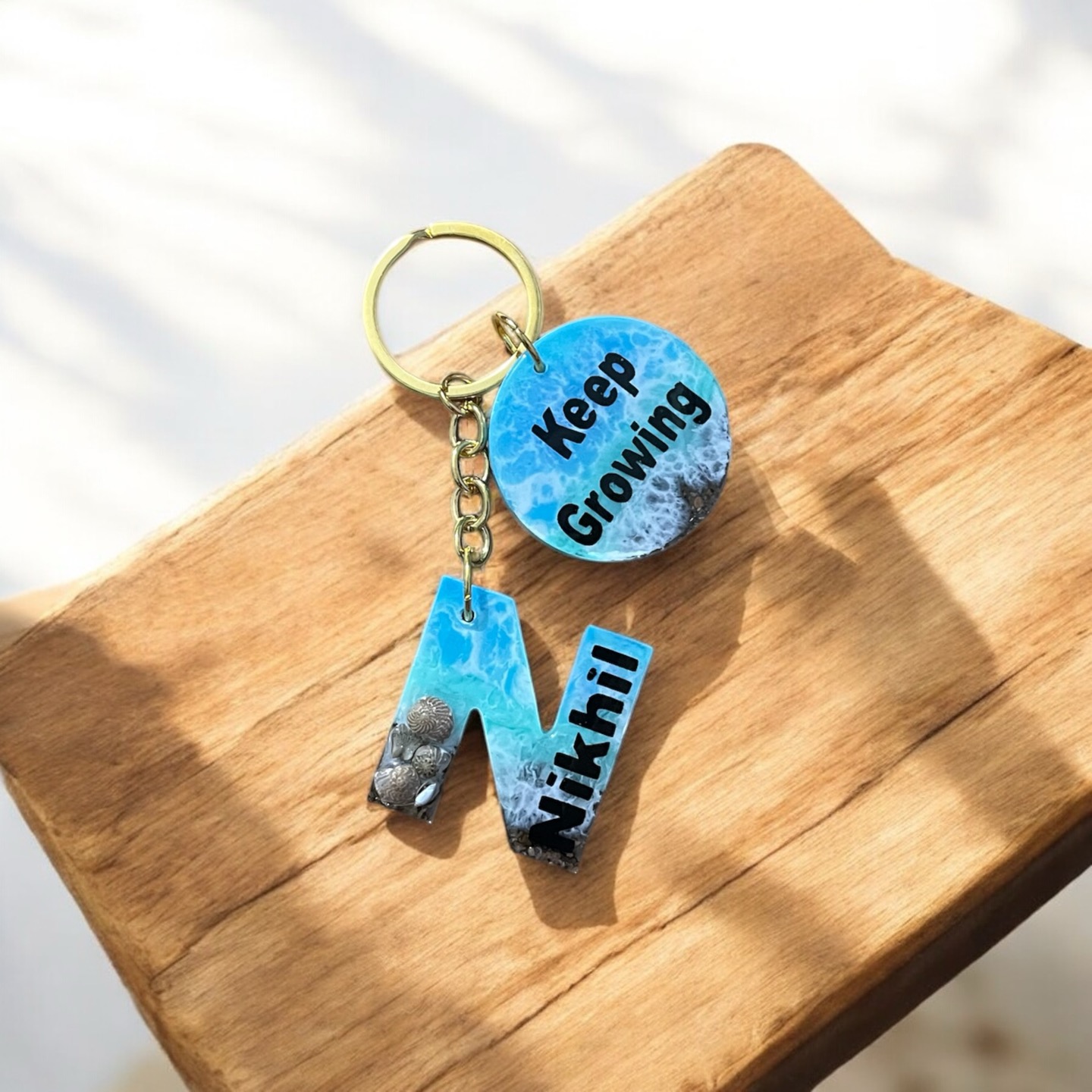 Initial Keychain Ocean Theme Initial Keychain Ocean Theme