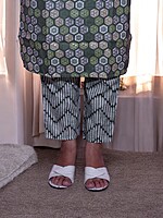 GREEN HEXAGONAL PATTERN GEOMETRIC PRINT COTTON SALWAR SUIT SET