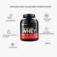 Optimum Nutrition (ON) Gold Standard 100% Whey Protein Powder - 5 lbs, 2.27 kg (Double Rich Chocolate) Optimum Nutrition (ON) Gold Standard 100% Whey Protein Powder - 5 lbs, 2.27 kg (Double Rich Chocolate)