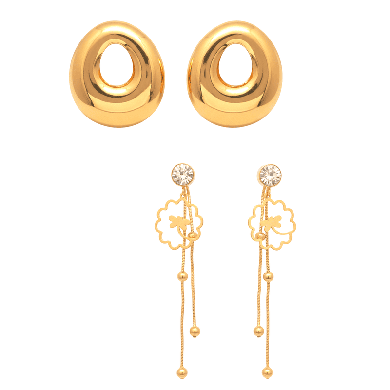 KAYYA21 Elegant Gold-Plated Stainless Steel Earring Combo for Women & Girls