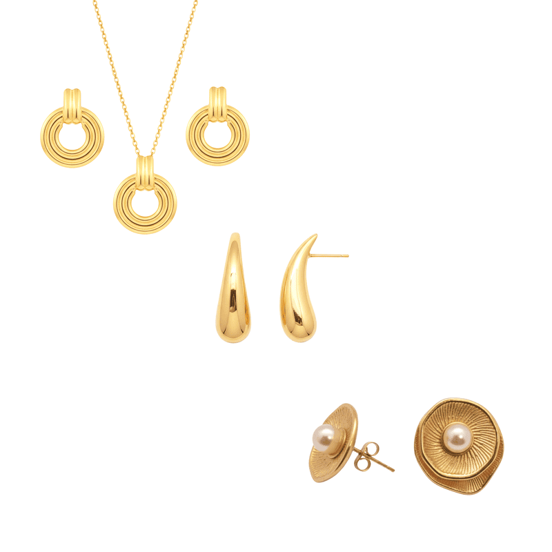 KAYYA21 Gold-Plated Minimal Jewellery Combo Set for Women – Stainless Steel