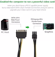 SATA Cable 15PIN to 6PIN for PCI Express Card(8-Inches),Compatible with GPU Card, Multicolor) SATA Cable 15PIN to 6PIN for PCI Express Card(8-Inches),Compatible with GPU Card, Multicolor)