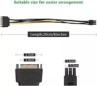 SATA Cable 15PIN to 6PIN for PCI Express Card(8-Inches),Compatible with GPU Card, Multicolor) SATA Cable 15PIN to 6PIN for PCI Express Card(8-Inches),Compatible with GPU Card, Multicolor)