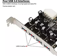 PCIe 4-Port USB 3.0 Card with 5V Power Connector Up to 5 Gbps Speed, 16GB GDDR4 Graphics Card PCIe 4-Port USB 3.0 Card with 5V Power Connector Up to 5 Gbps Speed, 16GB GDDR4 Graphics Card
