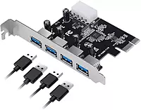 PCIe 4-Port USB 3.0 Card with 5V Power Connector Up to 5 Gbps Speed, 16GB GDDR4 Graphics Card PCIe 4-Port USB 3.0 Card with 5V Power Connector Up to 5 Gbps Speed, 16GB GDDR4 Graphics Card